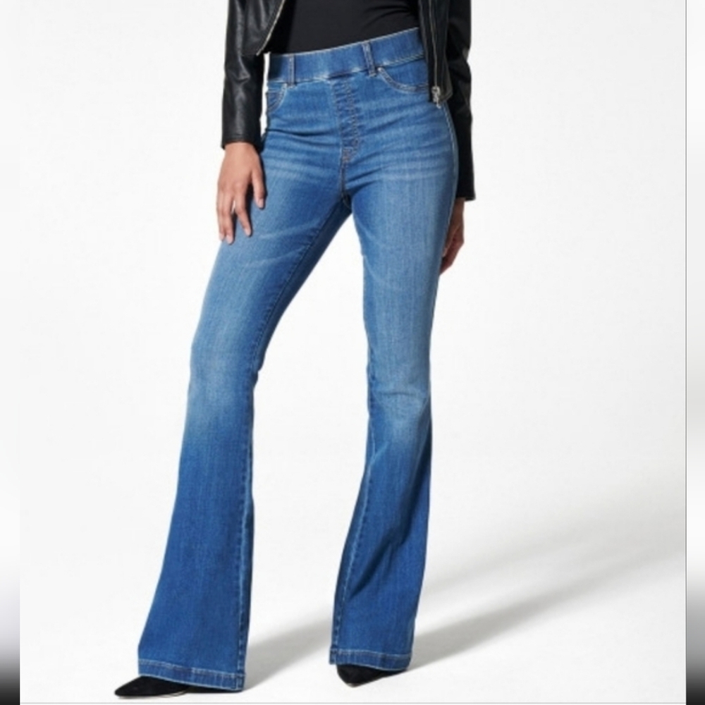 Spanx‎ High Rise Flare Jeans Vintage Indigo Wash Pull On 3X